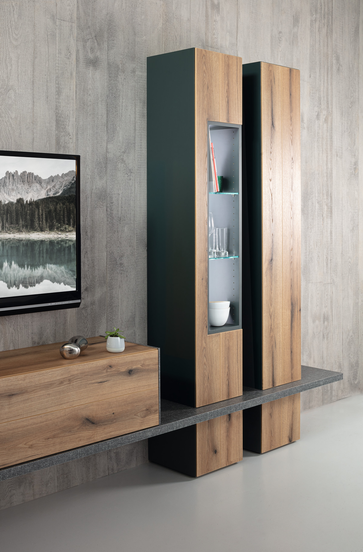 ABS Kantenband Kaindl 25735 Zwart Groen OF/OM/MN, Structuur W-86 23X0,8MM