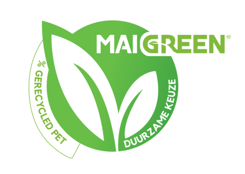 Maigreen logo % gerecycled PET-vilt